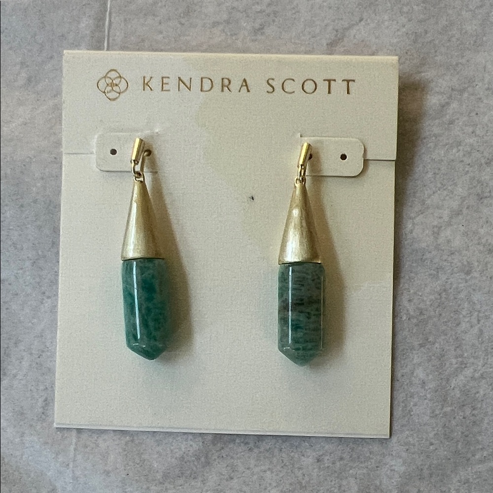 Kendra Scott Teal Stone Earrings with Gold Accents